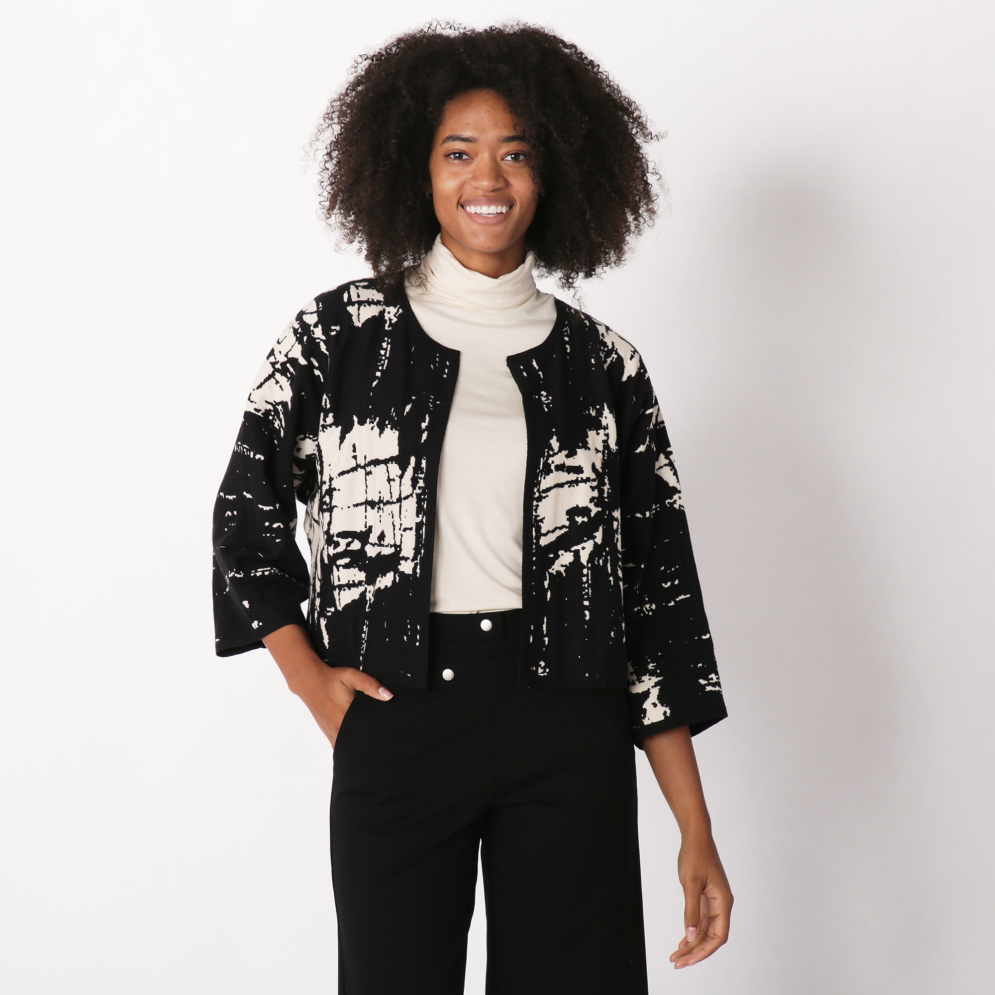 Wynne Layers Soft Knit Static Jacquard Pattern Jacket