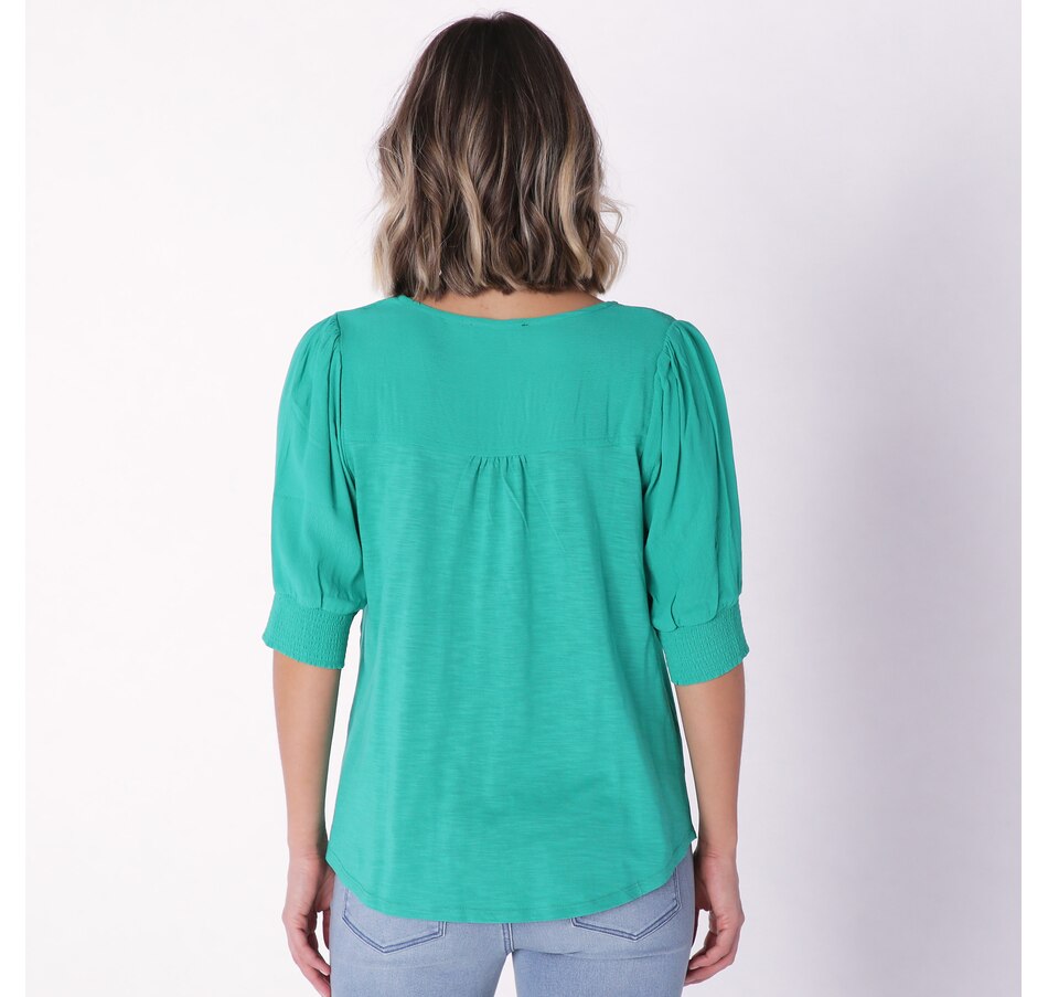 Image 231852_ALTMORE2.jpg, Product 231-852 / Price $29.33, Diane Gilman Combo Puff Sleeve Top from DG2 by Diane Gilman on TSC.ca's Fashion department