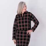 Crystal Kobe Plaid Knit Jacquard Sweater