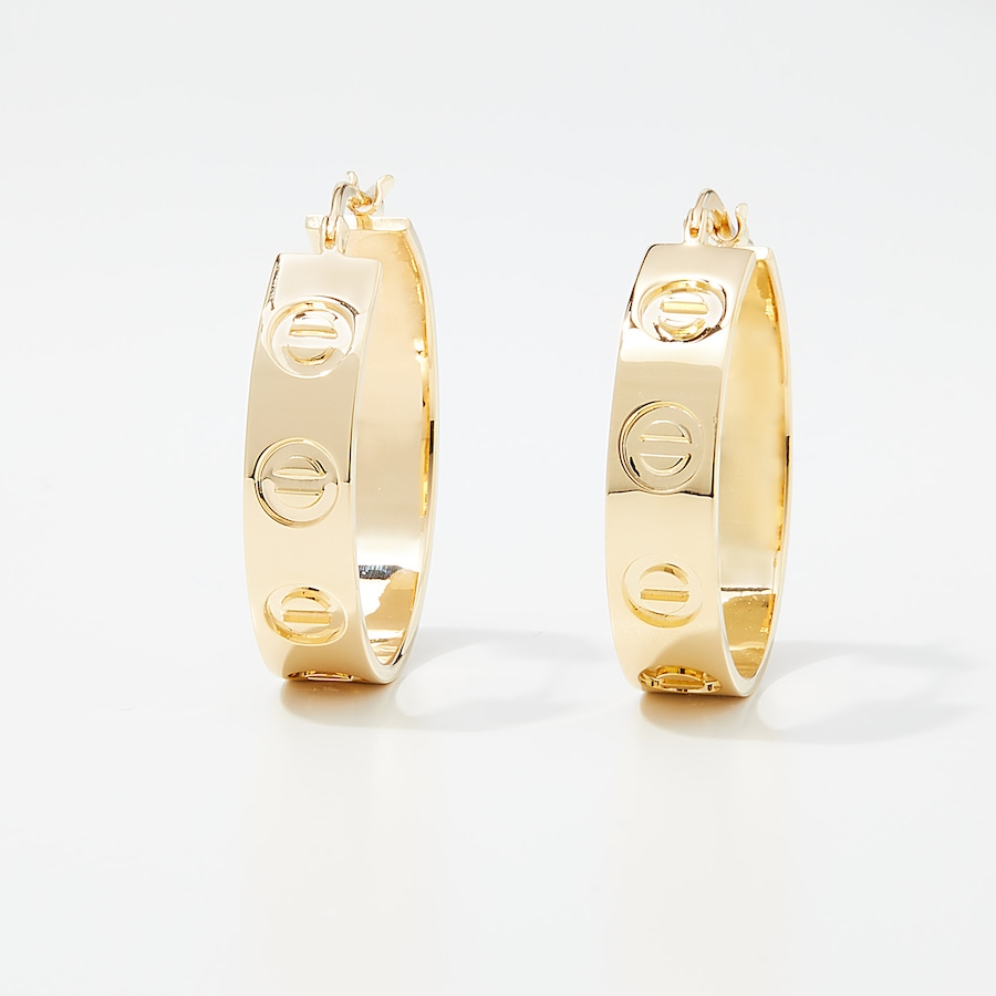 Image 231941.jpg, Product 231-941 / Price $59.88, Bronzoro Yellow Gold Plated Screw Motif Hoop Earrings from Bronzoro on TSC.ca's Jewellery department