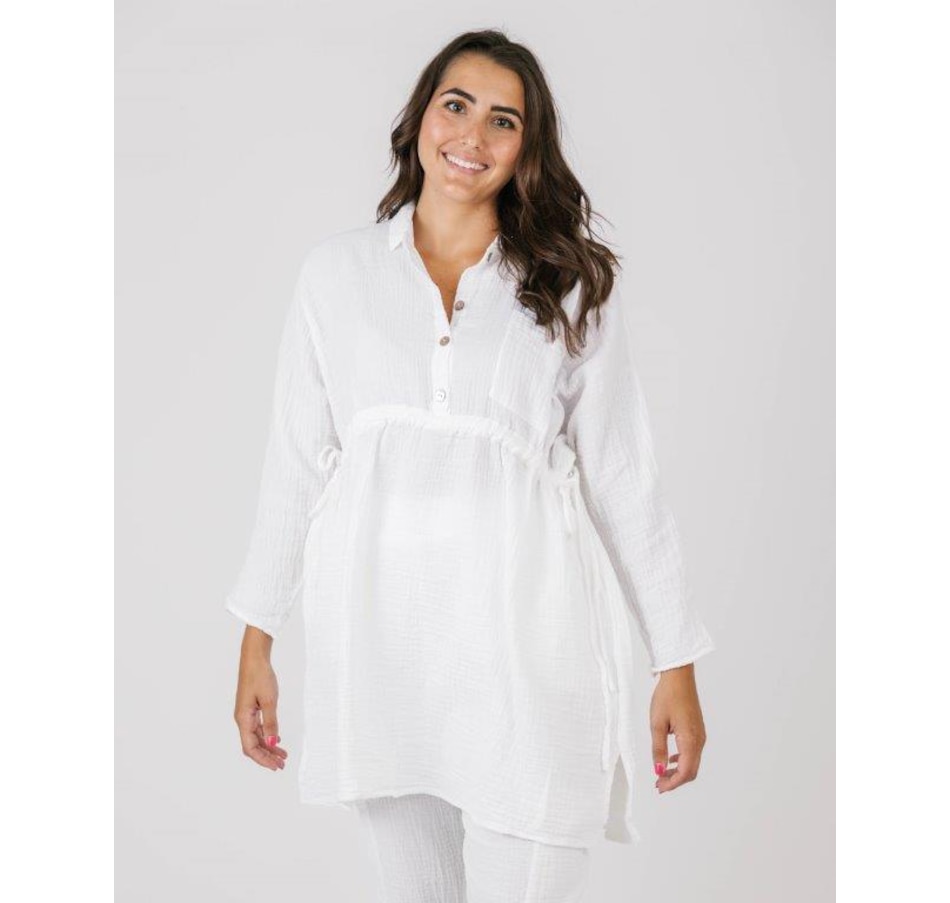 Image 232264_WHT.jpg, Product 232-264 / Price $47.33, Shannon Passero Cotton Gauze Cinch Waist Tunic from Shannon Passero on TSC.ca's Fashion department