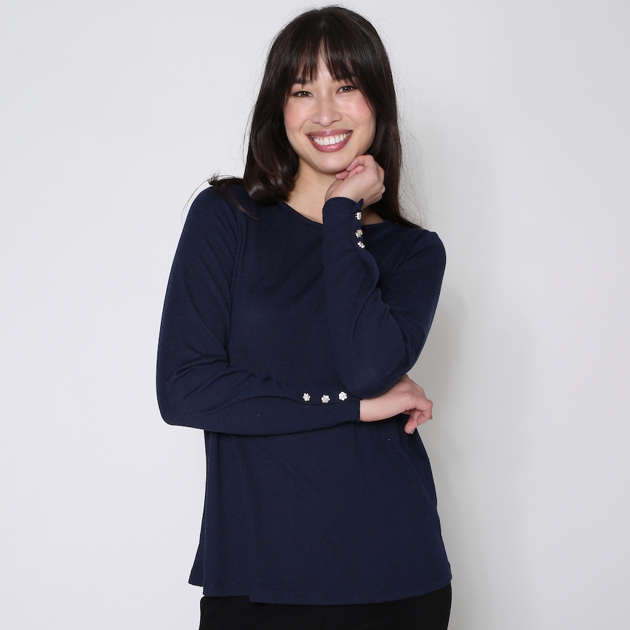 Image 232342_NVY.jpg, Product 232-342 / Price $23.33, Kim & Co. Soft Touch Long Sleeve Fancy Button Top from Kim & Co. on TSC.ca's Fashion department