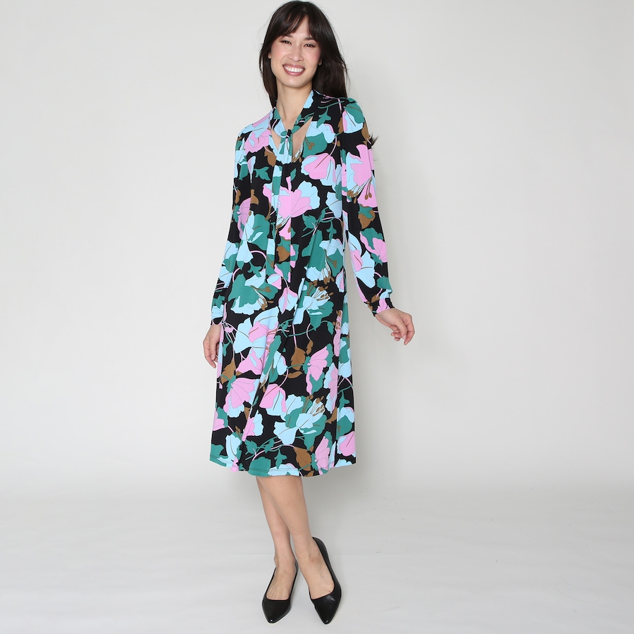 Image 232350_GRPK.jpg, Product 232-350 / Price $24.33, Kim & Co. Brazil Knit Long Sleeve Tie Neck Fit and Flare Dress from Kim & Co. on TSC.ca's Fashion department