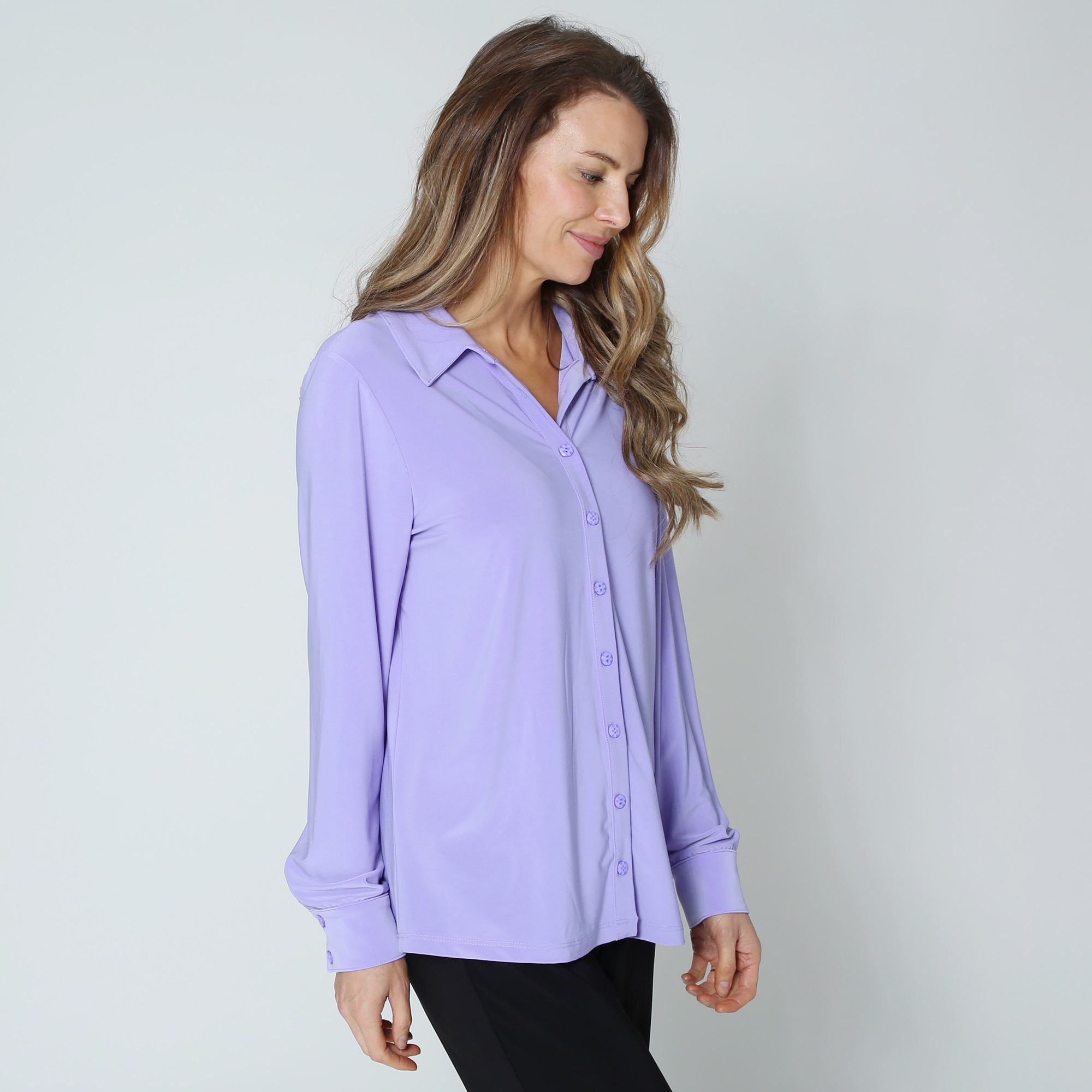 Kim & Co. Deluxe Brazil Knit Long Sleeve Button Front Shirt