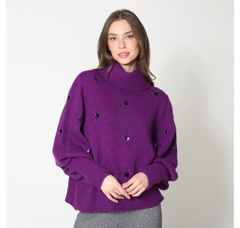 Image 232373_VIO.jpg, Product 232-373 / Price $44.33, Aggel Knitwear Embellished Sweater with Crystals from Aggel on TSC.ca's Fashion department