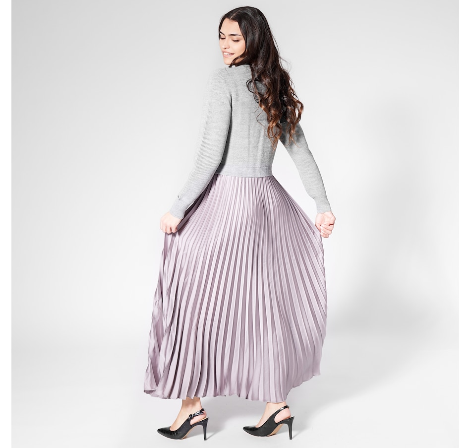 open lace back dress Pleated Sweater Dress