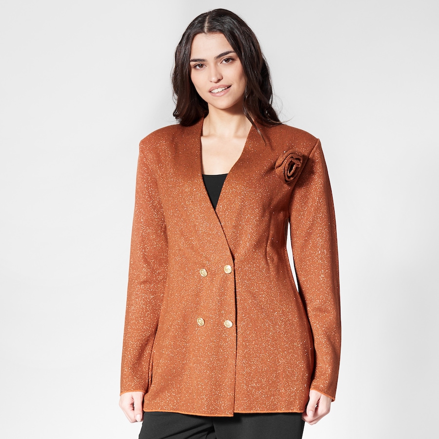 Image 232377_AMN.jpg, Product 232-377 / Price $44.33, Aggel Knitwear Wool Lurex Double Breasted Knitted Blazer from Aggel on TSC.ca's Fashion department