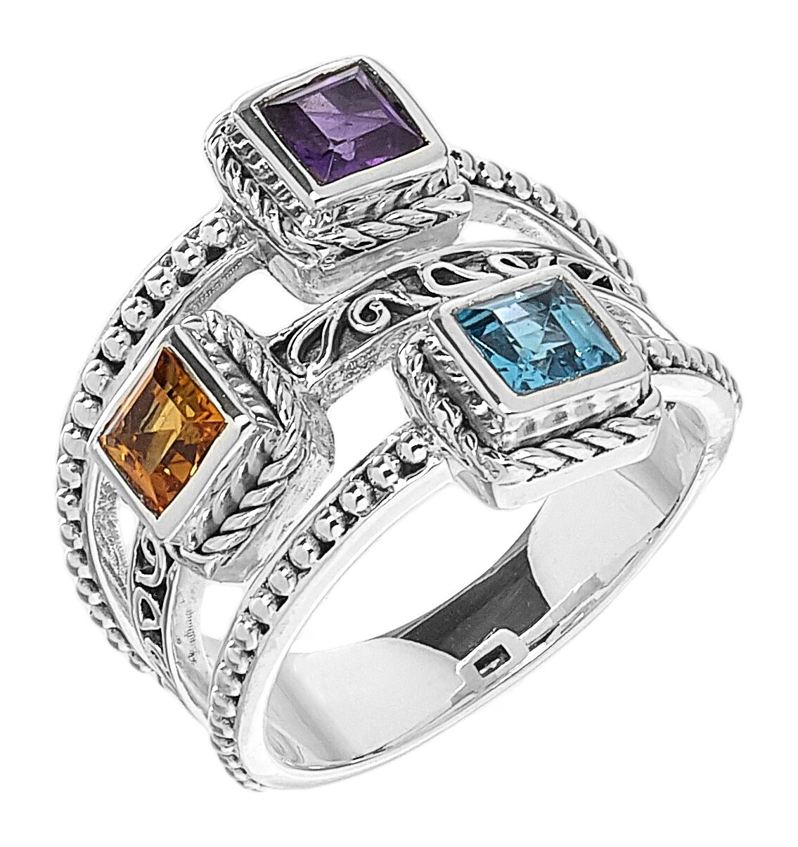 Jewellery - Rings - Samuel B. Collection Sterling Silver Three Row ...