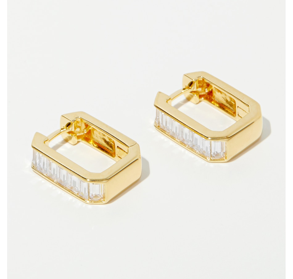 Image 232628_ALTMORE1.jpg, Product 232-628 / Price $119.99, Diamonelle Sterling Silver Diamonelle Baguette Square Huggie Hoop Earrings from Diamonelle on TSC.ca's Jewellery department