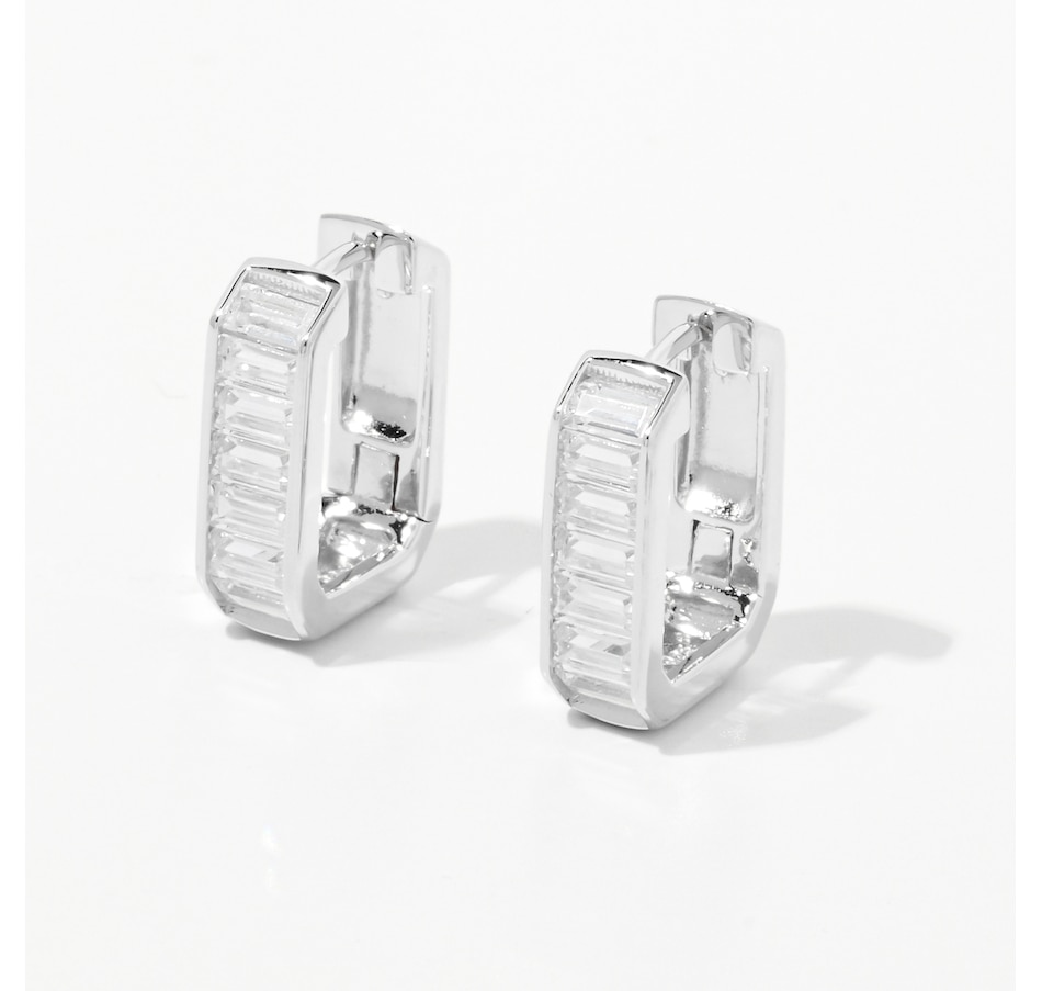 Image 232628_RHOP.jpg, Product 232-628 / Price $119.99, Diamonelle Sterling Silver Diamonelle Baguette Square Huggie Hoop Earrings from Diamonelle on TSC.ca's Jewellery department