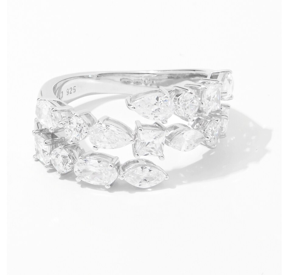Image 232653.jpg, Product 232-653 / Price $89.99, Diamonelle Sterling Silver Rhodium Plate Diamonelle Swirl Multi-Shape Bypass Ring from Diamonelle on TSC.ca's Jewellery department