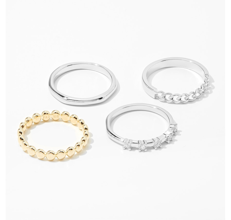 Silver Studded Assorted Ring Set - 8 Pack