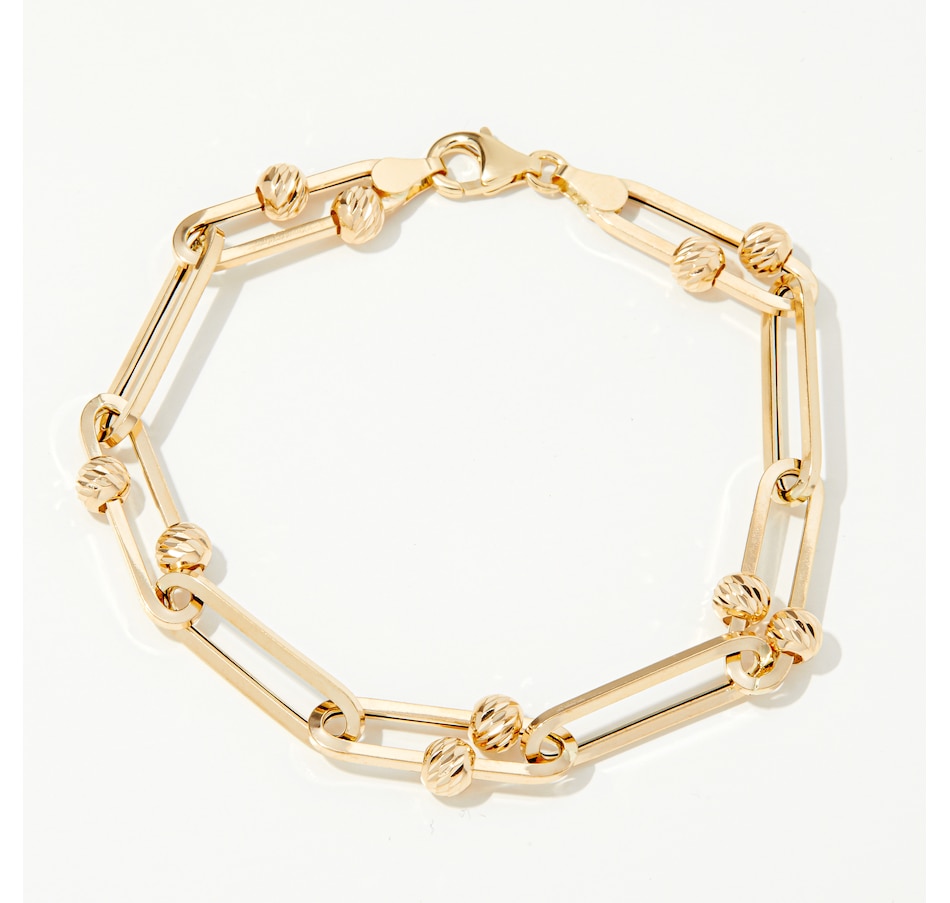 Image 232686.jpg, Product 232-686 / Price $699.99, Stefano Oro 14K Yellow Gold Beads Paperclip Bracelet from Stefano Oro on TSC.ca's Jewellery department