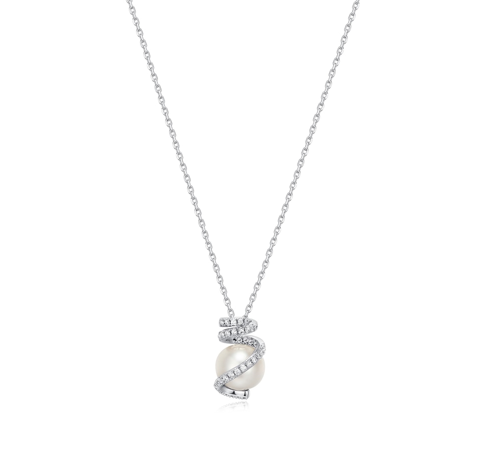 Image 232746.jpg, Product 232-746 / Price $139.00, Charles Garnier Sterling Silver Rhodium Plated "NEW MESH" Genuine White Pearl Cubic Zirconia Pendant Necklace from Charles Garnier on TSC.ca's Jewellery department