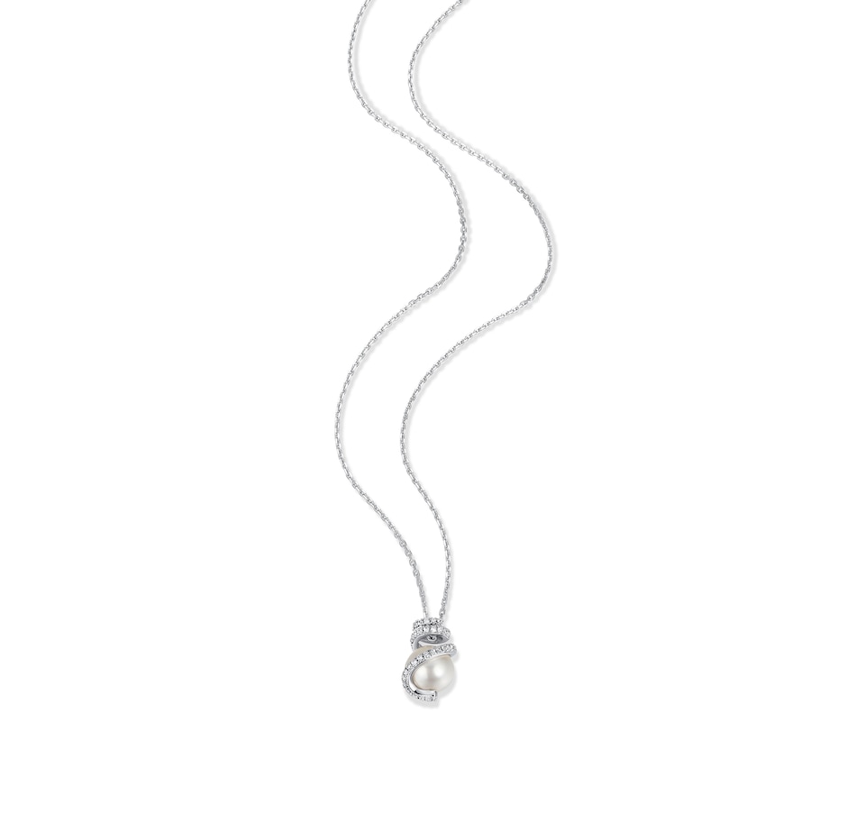 Image 232746_ALTMORE1.jpg, Product 232-746 / Price $139.00, Charles Garnier Sterling Silver Rhodium Plated "NEW MESH" Genuine White Pearl Cubic Zirconia Pendant Necklace from Charles Garnier on TSC.ca's Jewellery department