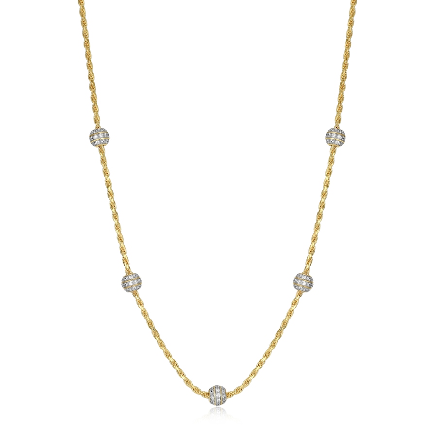 Image 232757.jpg, Product 232-757 / Price $389.00, Charles Garnier Sterling Silver Two Tone "CELESTE" Cubic Zirconia Ball Station Necklace from Charles Garnier on TSC.ca's Jewellery department