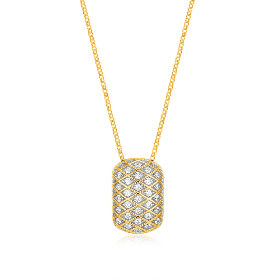 Image 232758.jpg, Product 232-758 / Price $199.00, Charles Garnier Sterling Silver Two Tone "QUILTED" Cushion Shape Cross Cubic Zirconia Pendant from Charles Garnier on TSC.ca's Jewellery department