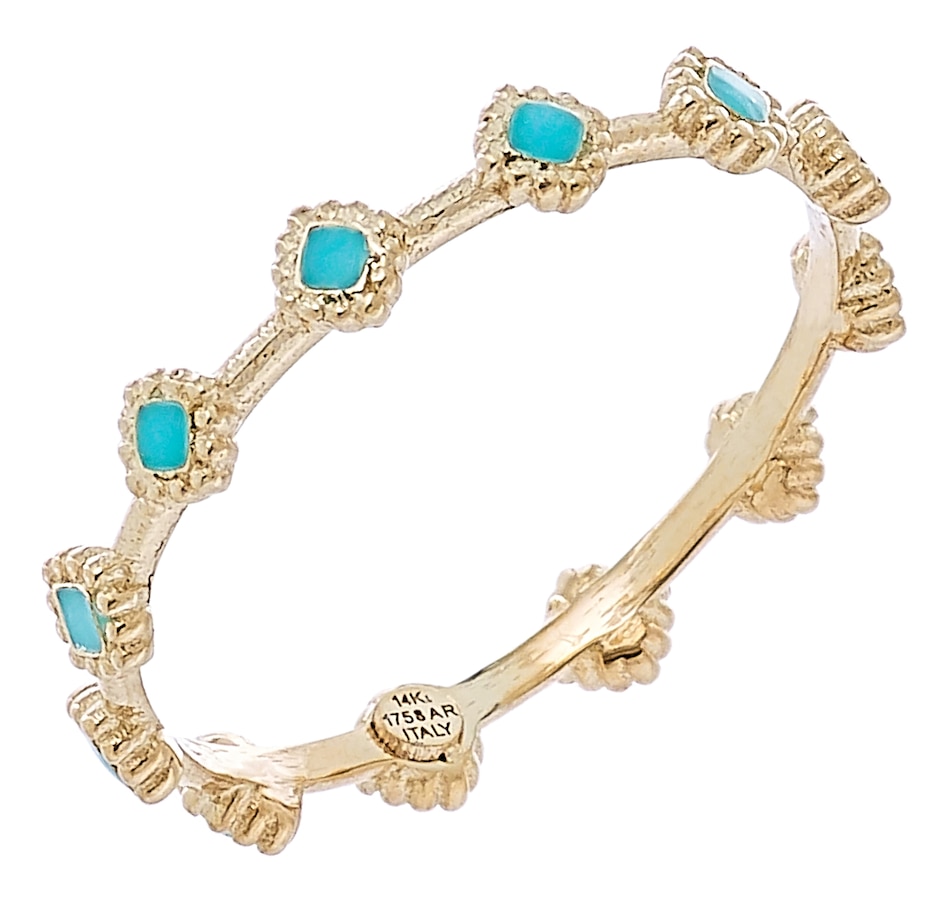 Jewellery - Rings - Stefano Oro 14K Yellow Gold Crown Enamel Ring ...