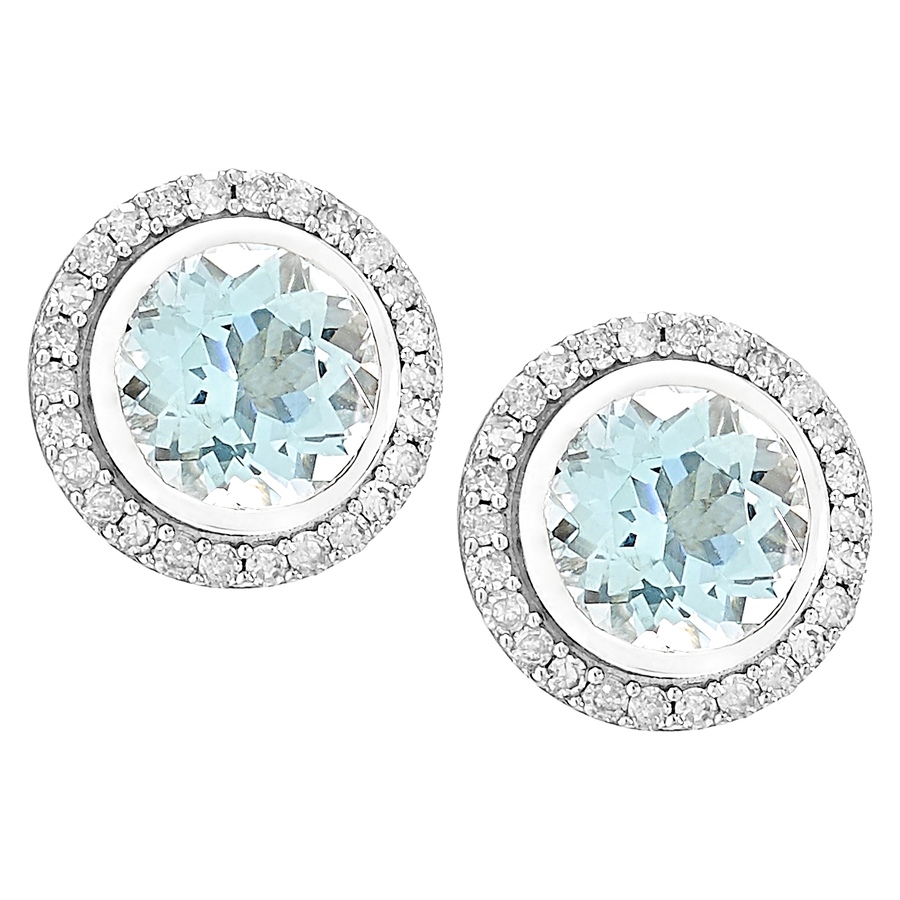 Image 232810_WGLAQ.jpg, Product 232-810 / Price $499.33, Gem Creations 14K Gold 6mm Exotic Gemstone & Diamond Round Halo Earrings from Gem Creations on TSC.ca's Jewellery department