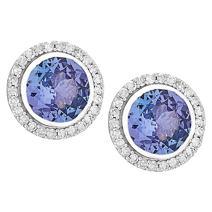 Image 232810_WGLTN.jpg, Product 232-810 / Price $499.33, Gem Creations 14K Gold 6mm Exotic Gemstone & Diamond Round Halo Earrings from Gem Creations on TSC.ca's Jewellery department