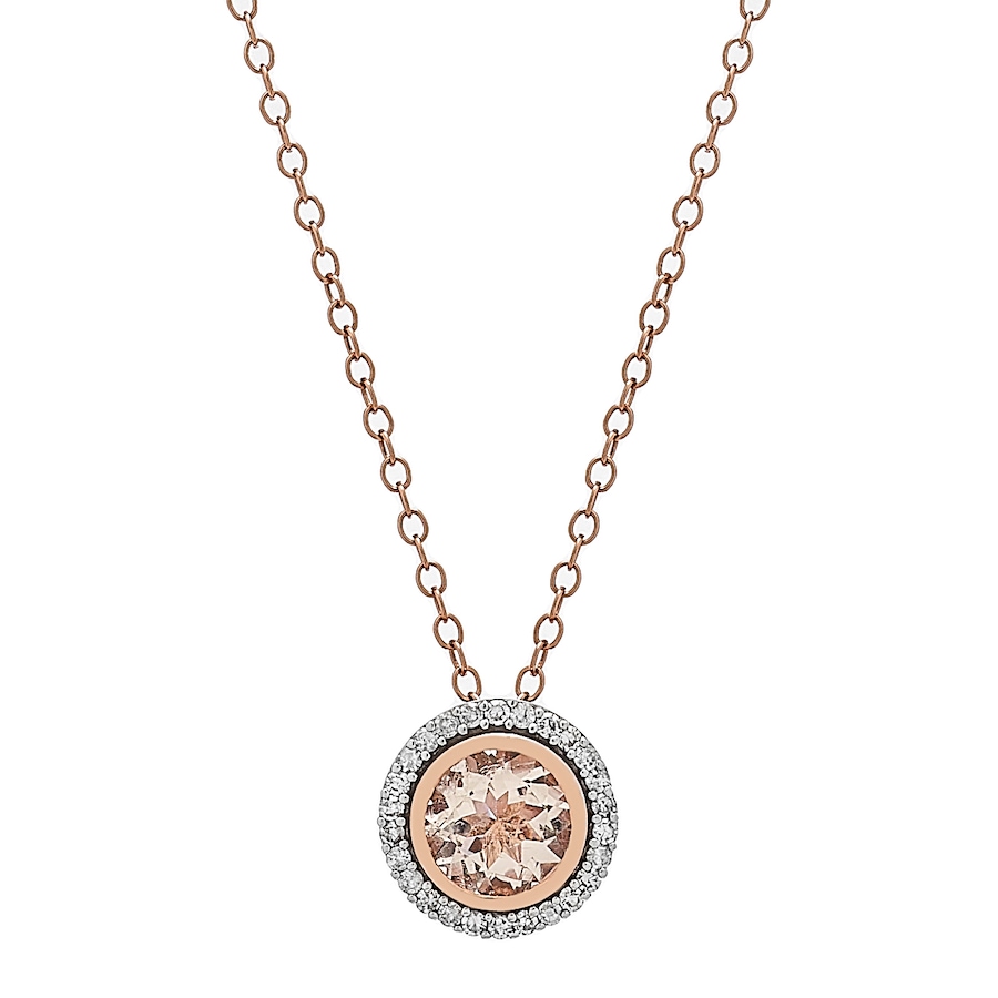 Image 232811_RGLMG.jpg, Product 232-811 / Price $549.33, Gem Creations 14K Gold 6mm Exotic Gemstone & Diamond Round Halo Necklace from Gem Creations on TSC.ca's Jewellery department