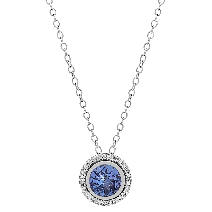 Image 232811_WGLTZ.jpg, Product 232-811 / Price $549.33, Gem Creations 14K Gold 6mm Exotic Gemstone & Diamond Round Halo Necklace from Gem Creations on TSC.ca's Jewellery department