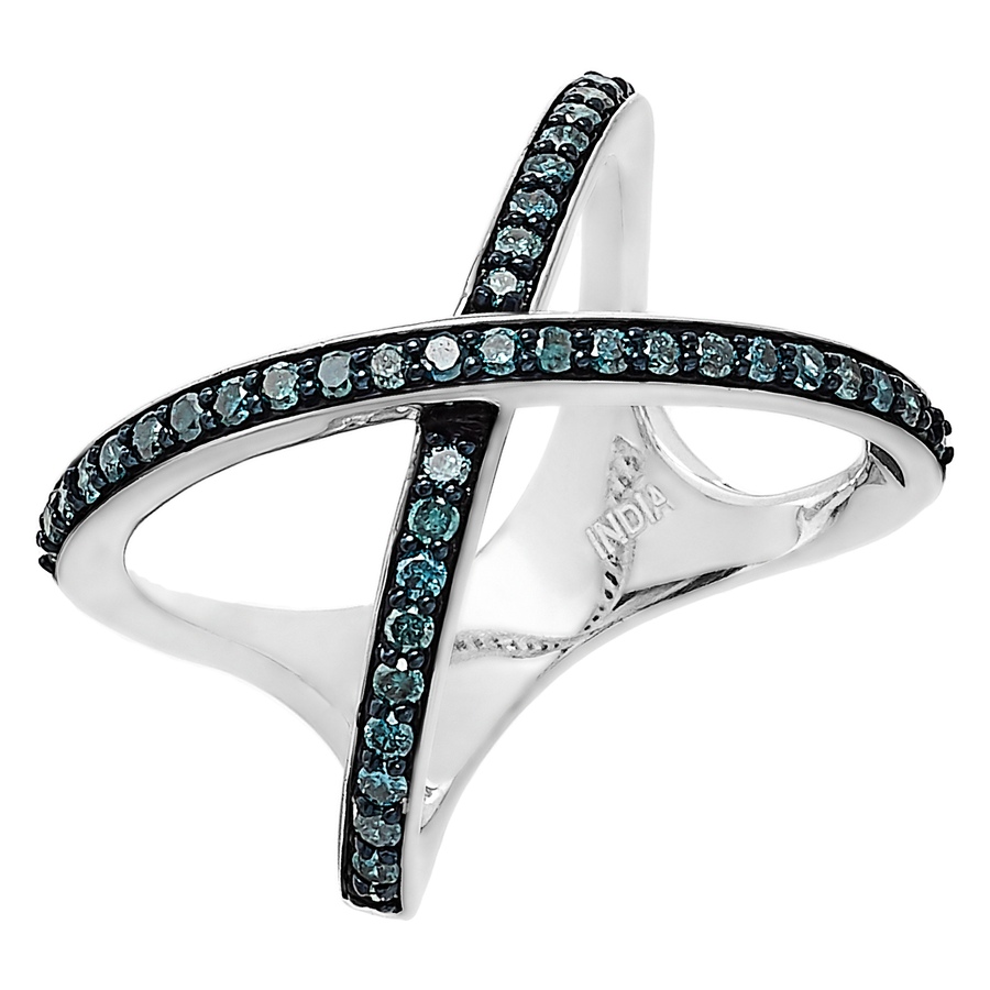 Image 232885_BLU.jpg, Product 232-885 / Price $99.33, Colours of Diamonds Sterling Silver 0.50ctw Diamond X Ring from Colours of Diamonds on TSC.ca's Jewellery department