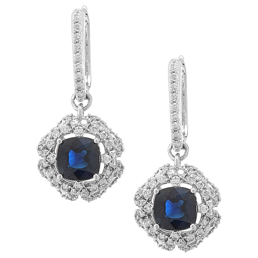 Image 232898.jpg, Product 232-898 / Price $3,699.99, Gem Creations 14K White Gold 6mm Cushion Cut Blue Sapphire & Diamond Drop Earrings from Gem Creations on TSC.ca's Jewellery department