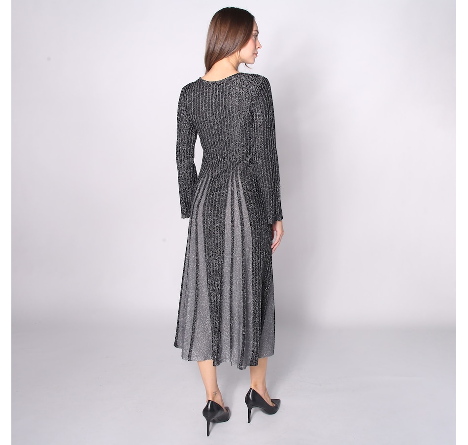 Aggel Knitwear Lurex Two-Tone Midi Dress