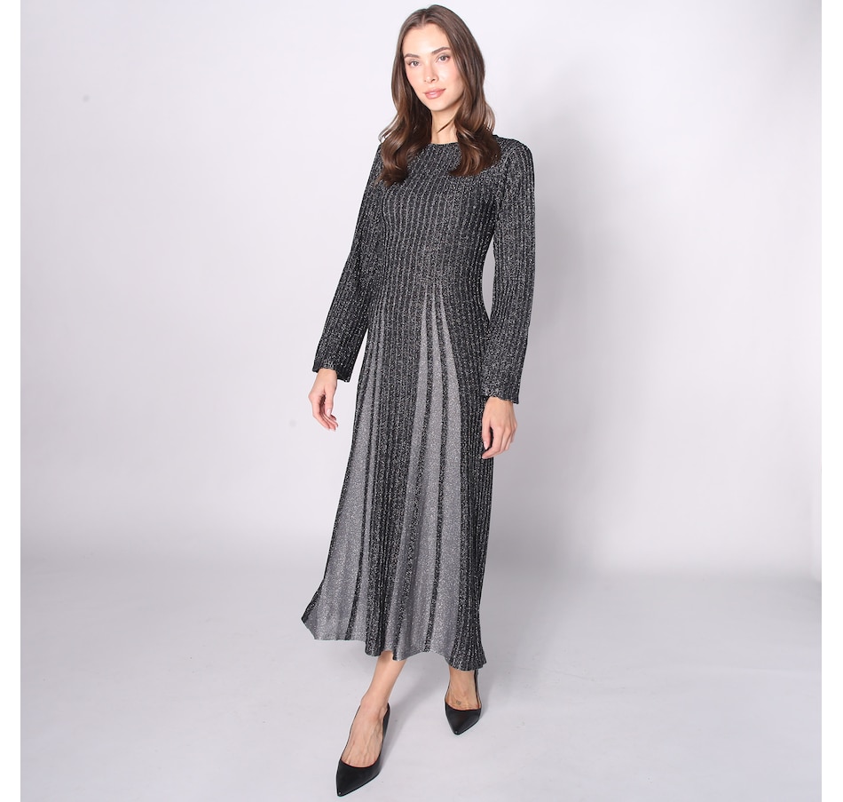 Image 232905_BLAAE.jpg, Product 232-905 / Price $69.33, Aggel Knitwear Lurex Two-Tone Midi Dress from Aggel on TSC.ca's Fashion department