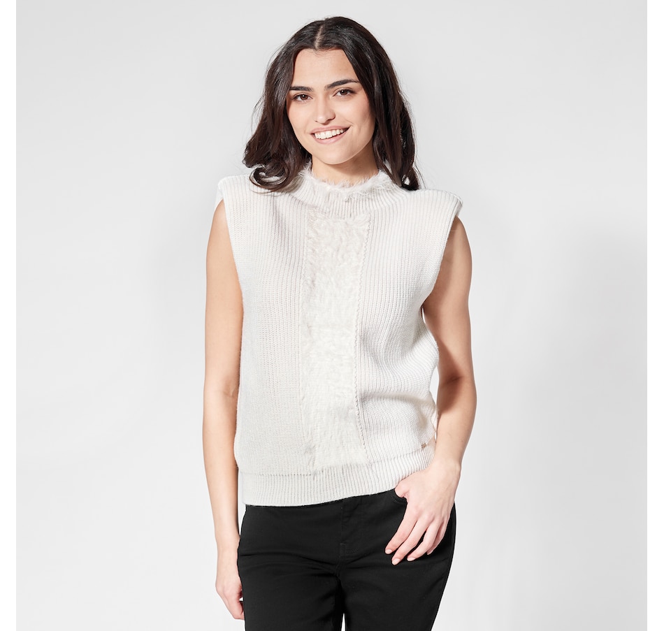 Aggel Knitwear Alpaca Blend Faux Fur Sleeveless Padded Top