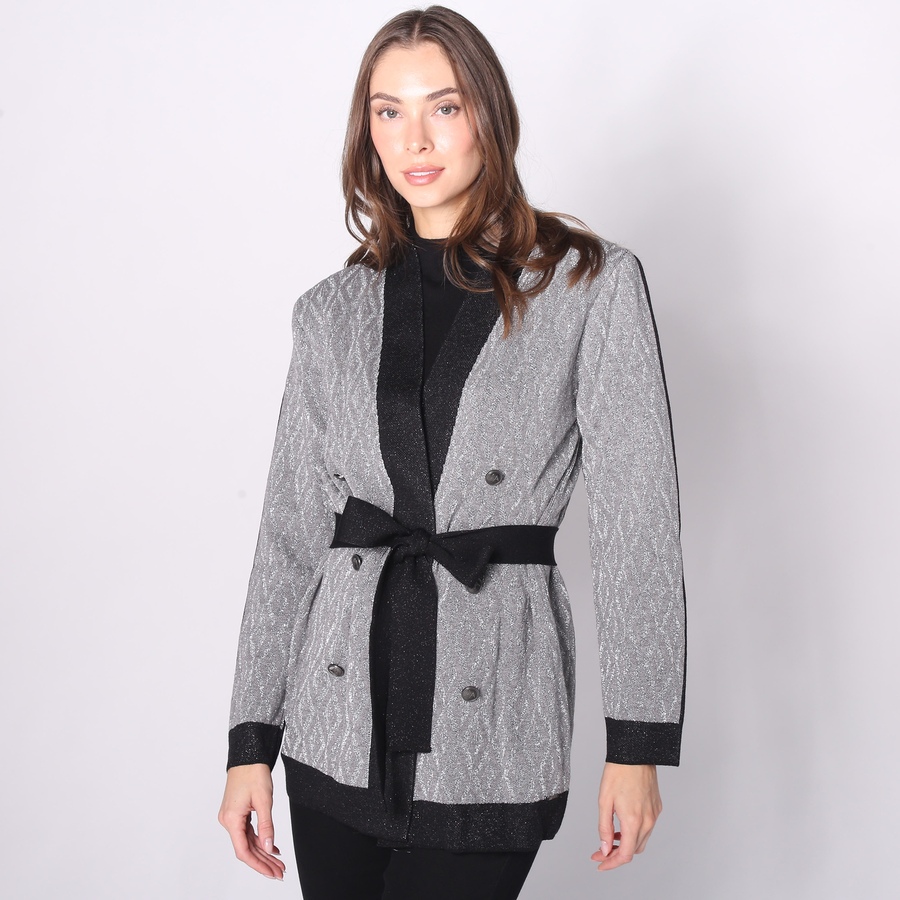 Image 232923_MEGR.jpg, Product 232-923 / Price $44.33, Aggel Knitwear Viscose Lurex Jacquard Blazer from Aggel on TSC.ca's Fashion department