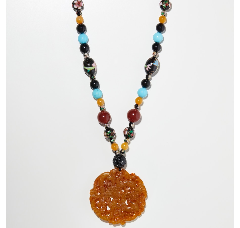Image 232980.jpg, Product 232-980 / Price $199.99, Roz Kwan Sterling Silver Multi Gems With Carved Yellow Jade Pendant Necklace from Roz Kwan Jewellery Collection on TSC.ca's Jewellery department
