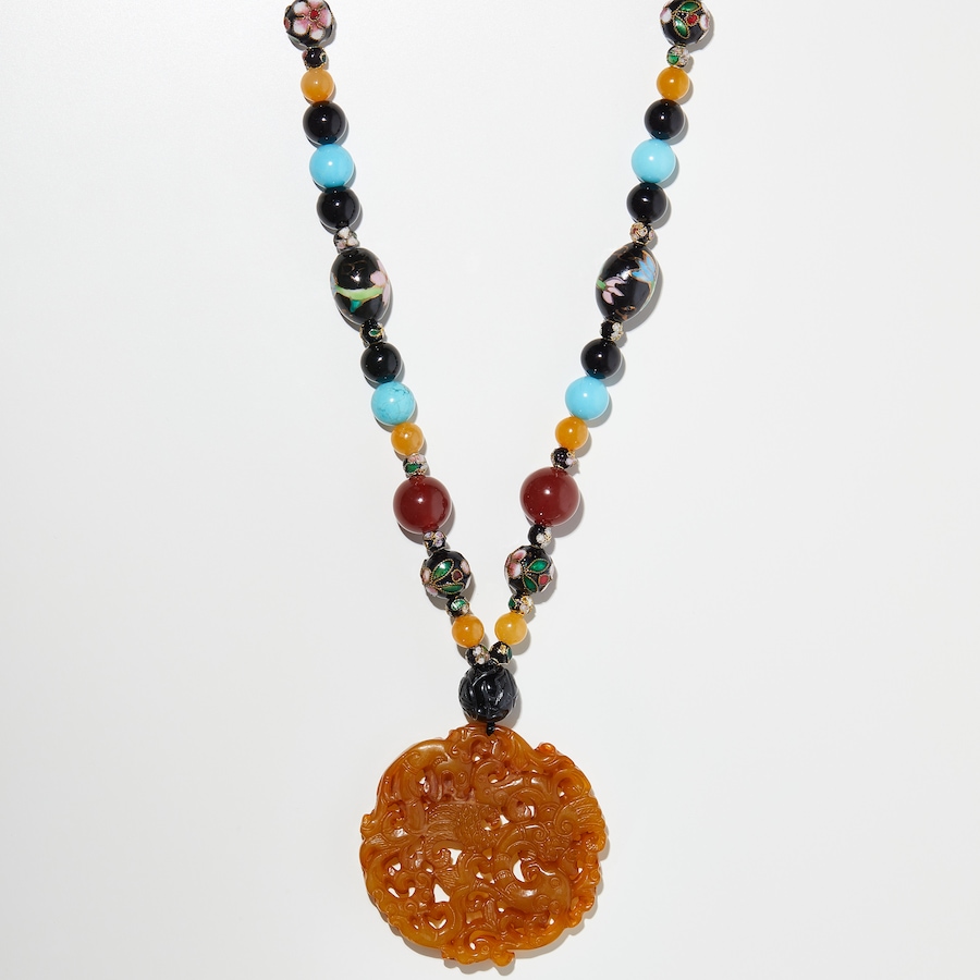 Image 232980.jpg, Product 232-980 / Price $249.99, Roz Kwan Sterling Silver Multi Gems With Carved Yellow Jade Pendant Necklace from Roz Kwan Jewellery Collection on TSC.ca's Jewellery department