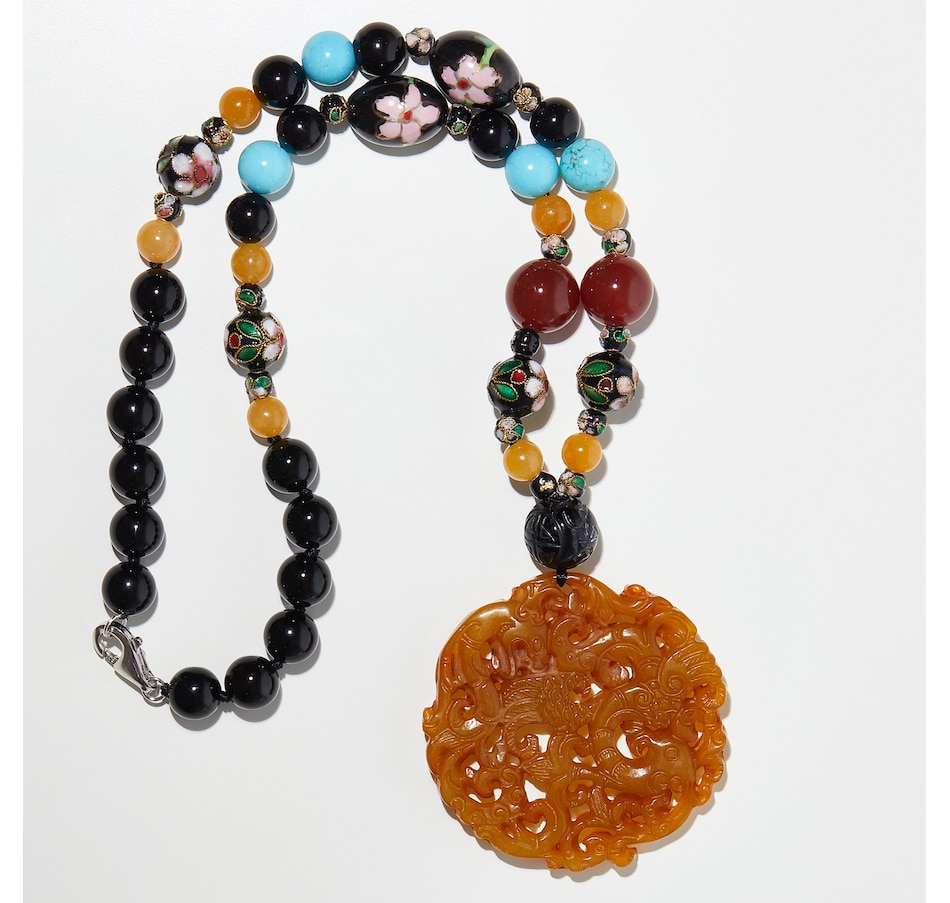 Image 232980_ALTMORE1.jpg, Product 232-980 / Price $199.99, Roz Kwan Sterling Silver Multi Gems With Carved Yellow Jade Pendant Necklace from Roz Kwan Jewellery Collection on TSC.ca's Jewellery department