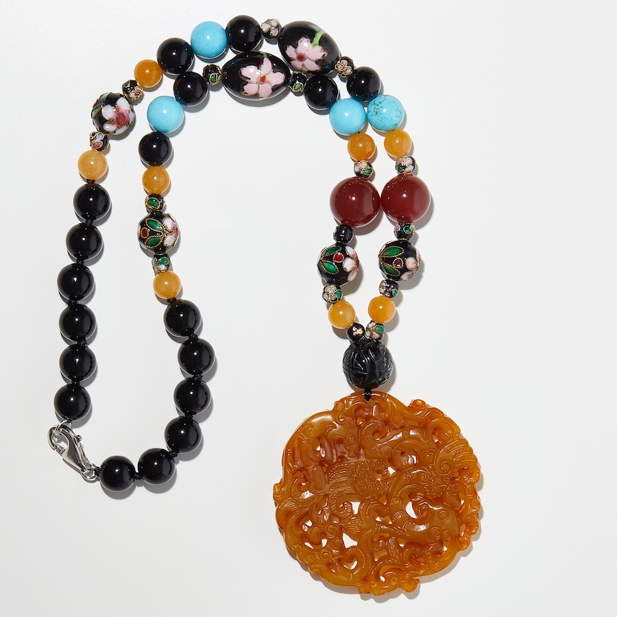 Image 232980_ALTMORE1.jpg, Product 232-980 / Price $249.99, Roz Kwan Sterling Silver Multi Gems With Carved Yellow Jade Pendant Necklace from Roz Kwan Jewellery Collection on TSC.ca's Jewellery department