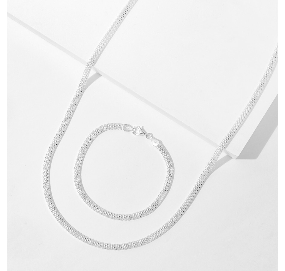 Image 233030_SIL.jpg, Product 233-030 / Price $119.99, Silver Gallery Sterling Silver Weave Necklace and Bracelet Set from Silver Gallery on TSC.ca's Jewellery department