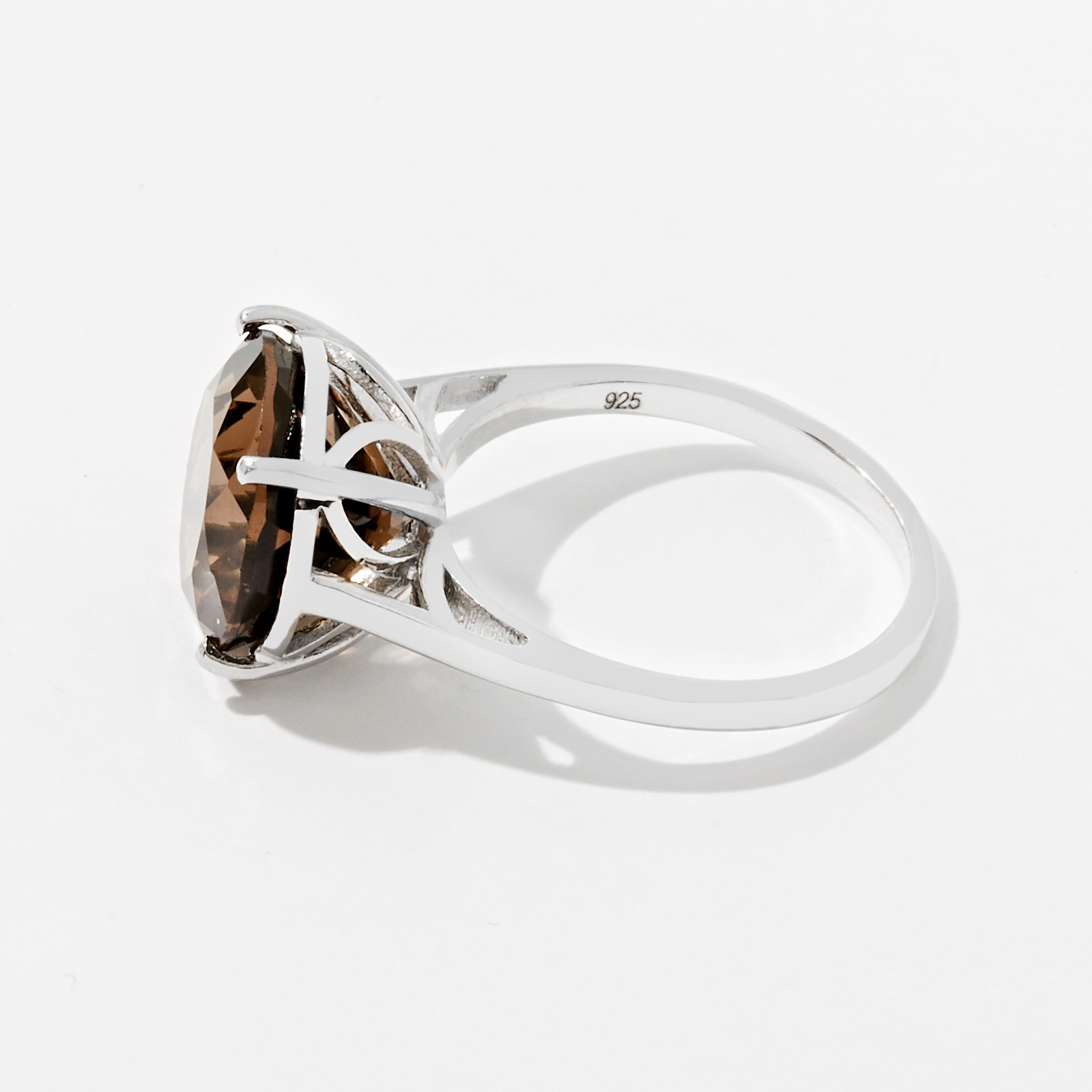 Sterling Silver 5.75 ctw Round Shape Smoky Quartz Ring