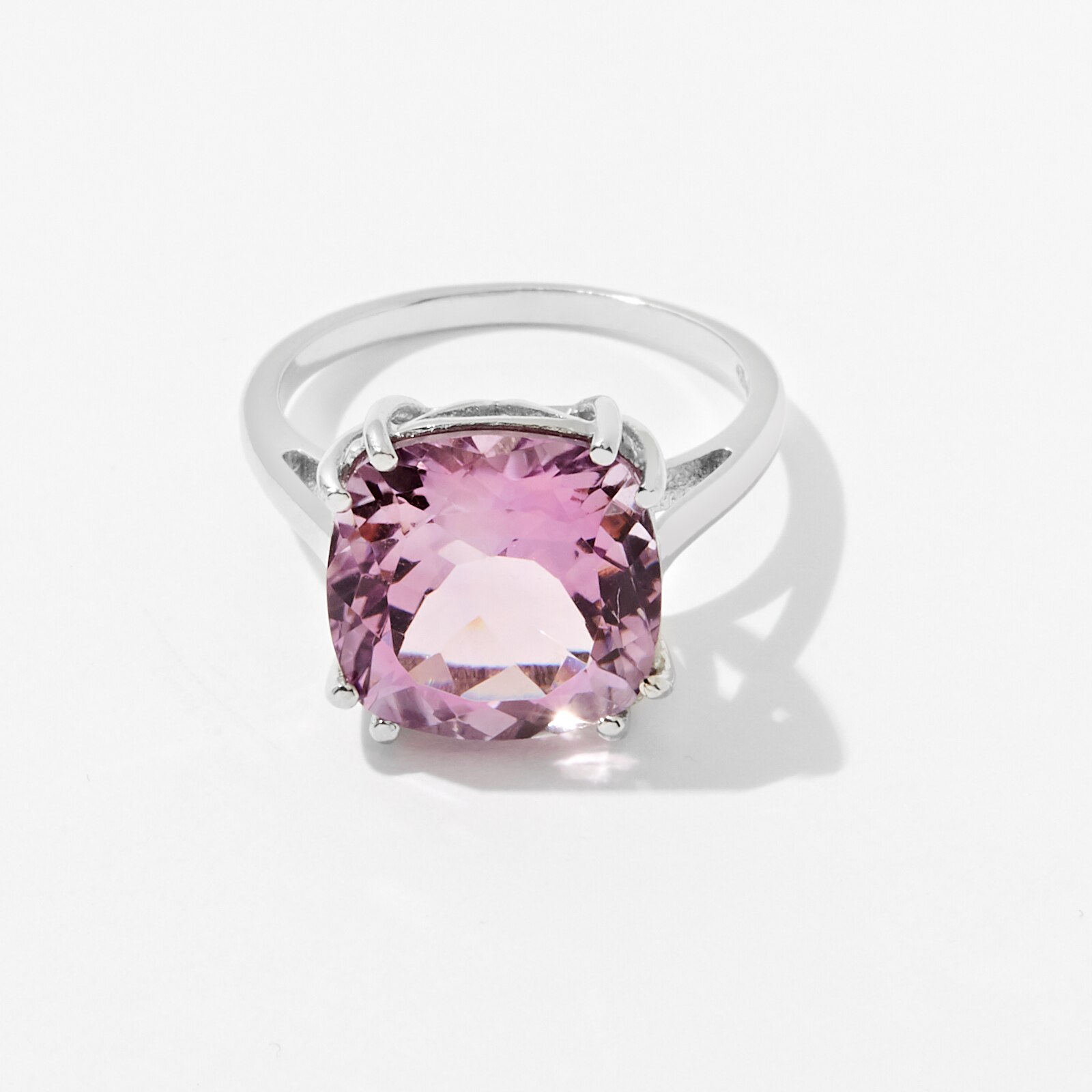 Sterling Silver 6.40 ctw Cushion Shape Pink Amethyst Ring