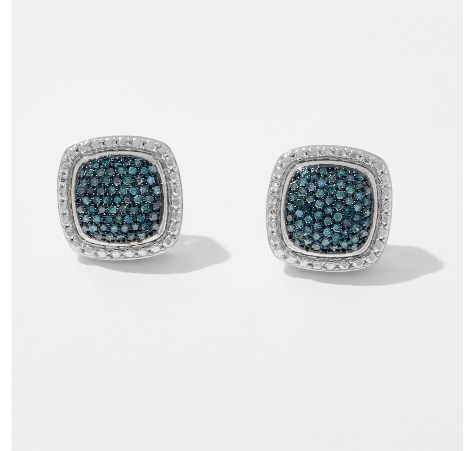 Image 233060_BLU.jpg, Product 233-060 / Price $199.88, Sterling Silver 0.50ctw Diamond Halo Earrings from Colours of Diamonds on TSC.ca's Jewellery department