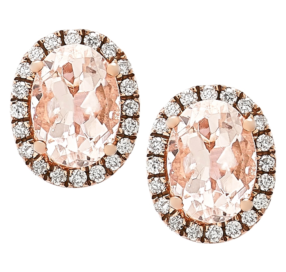 Image 233241.jpg, Product 233-241 / Price $439.33, Gem Creations 10K Rose Gold Oval Morganite and Diamond Halo Earrings from Gem Creations on TSC.ca's Jewellery department