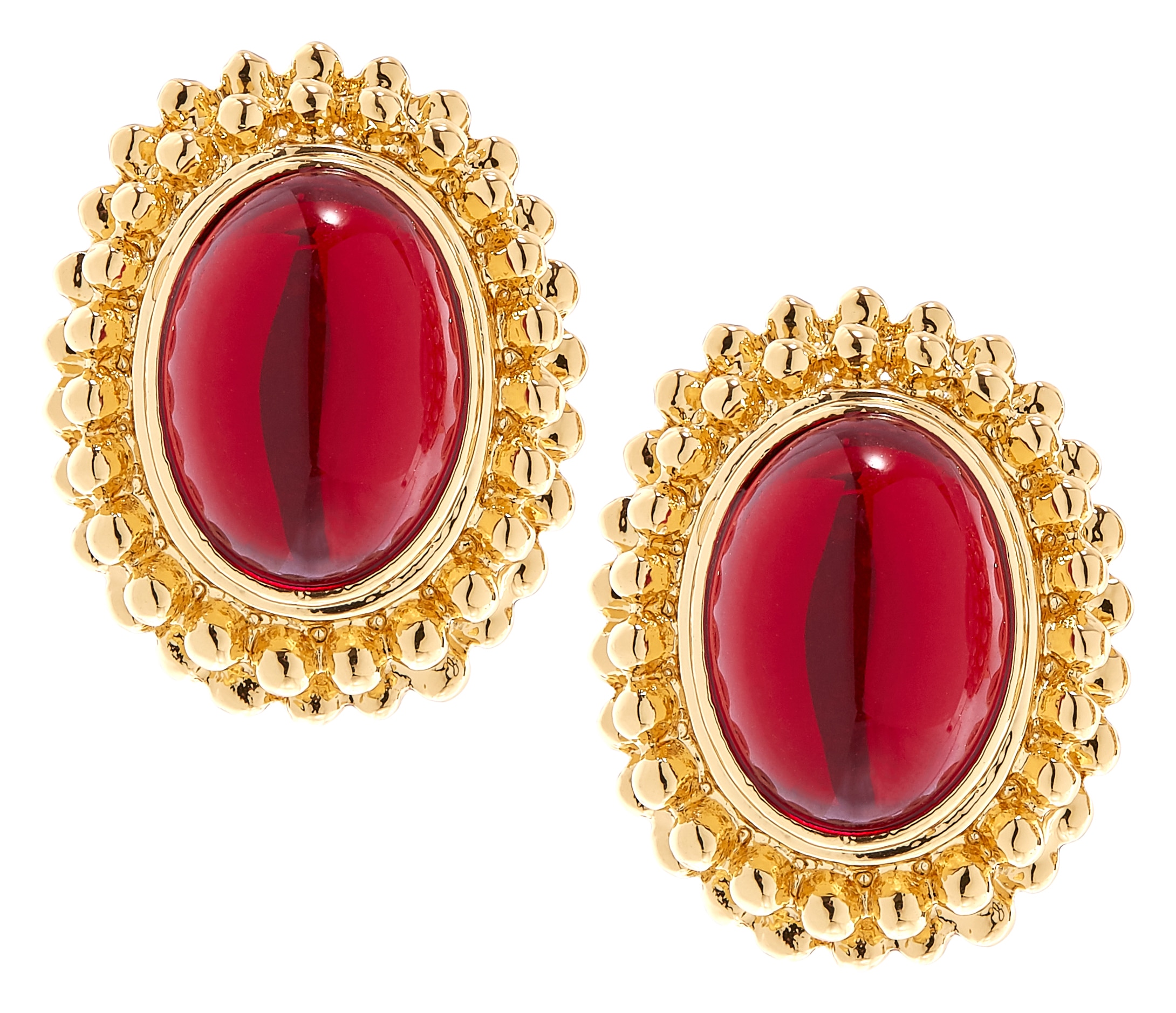 Ben Amun Gold Faux Montana Centre Stone Button Clip On Earrings