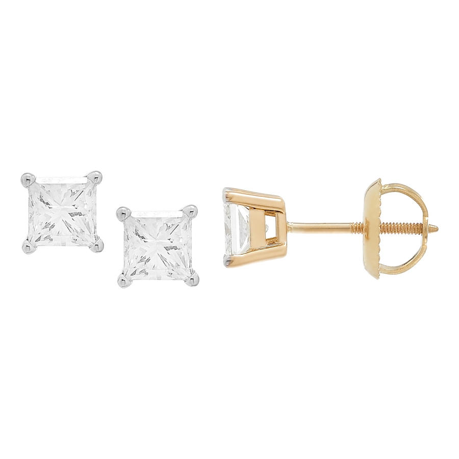 Image 233441_YGL.jpg, Product 233-441 / Price $7,799.99, 18K Gold Princess Cut Diamond Earrings from Diamond Show on TSC.ca's Jewellery department
