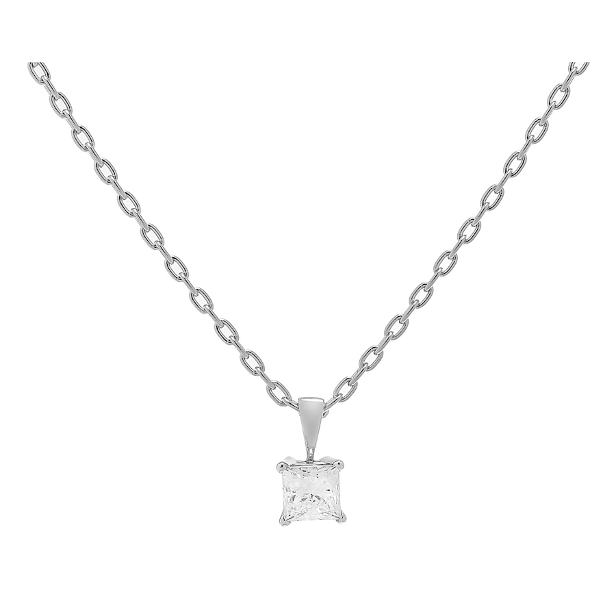 Image 233442_WGL.jpg, Product 233-442 / Price $1,699.99 - $5,999.99, 18K Gold Princess Cut Diamond Pendant with Chain from Diamond Show on TSC.ca's Jewellery department