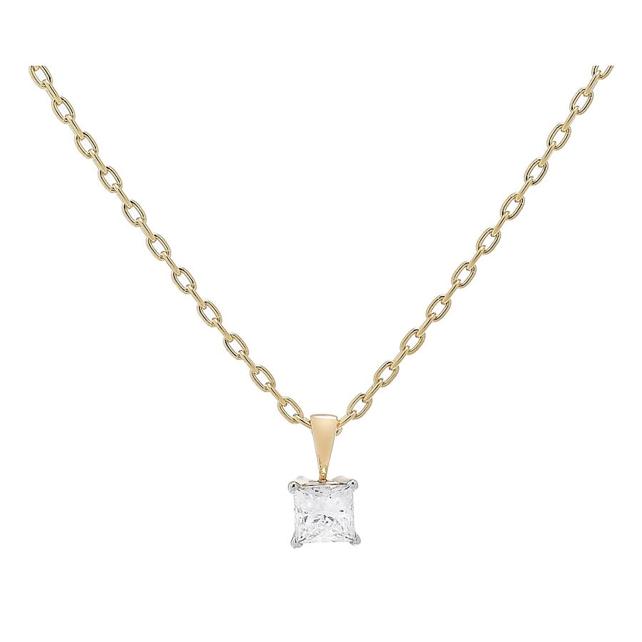 Image 233442_YGL.jpg, Product 233-442 / Price $1,699.99 - $5,999.99, 18K Gold Princess Cut Diamond Pendant with Chain from Diamond Show on TSC.ca's Jewellery department