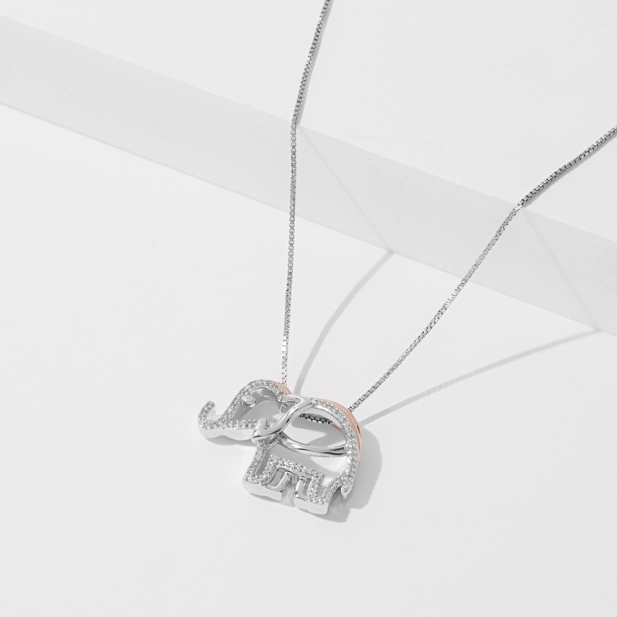 Image 233469_ALTMORE1.jpg, Product 233-469 / Price $99.99, Sterling Silver And Rose Gold Plate Diamond Elephant Pendant With Chain from Colours of Diamonds on TSC.ca's Jewellery department