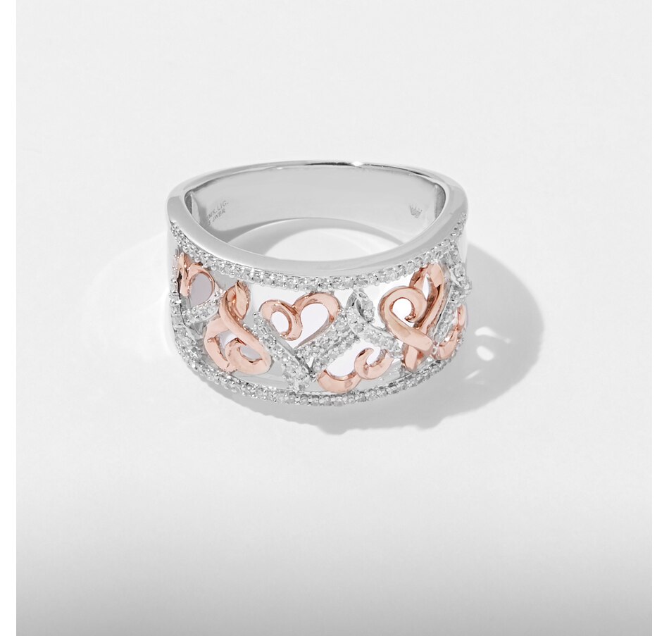 Image 233472.jpg, Product 233-472 / Price $159.99, Sterling Silver & Rose Gold Plate Diamond Filigree Wide Band from Colours of Diamonds on TSC.ca's Jewellery department