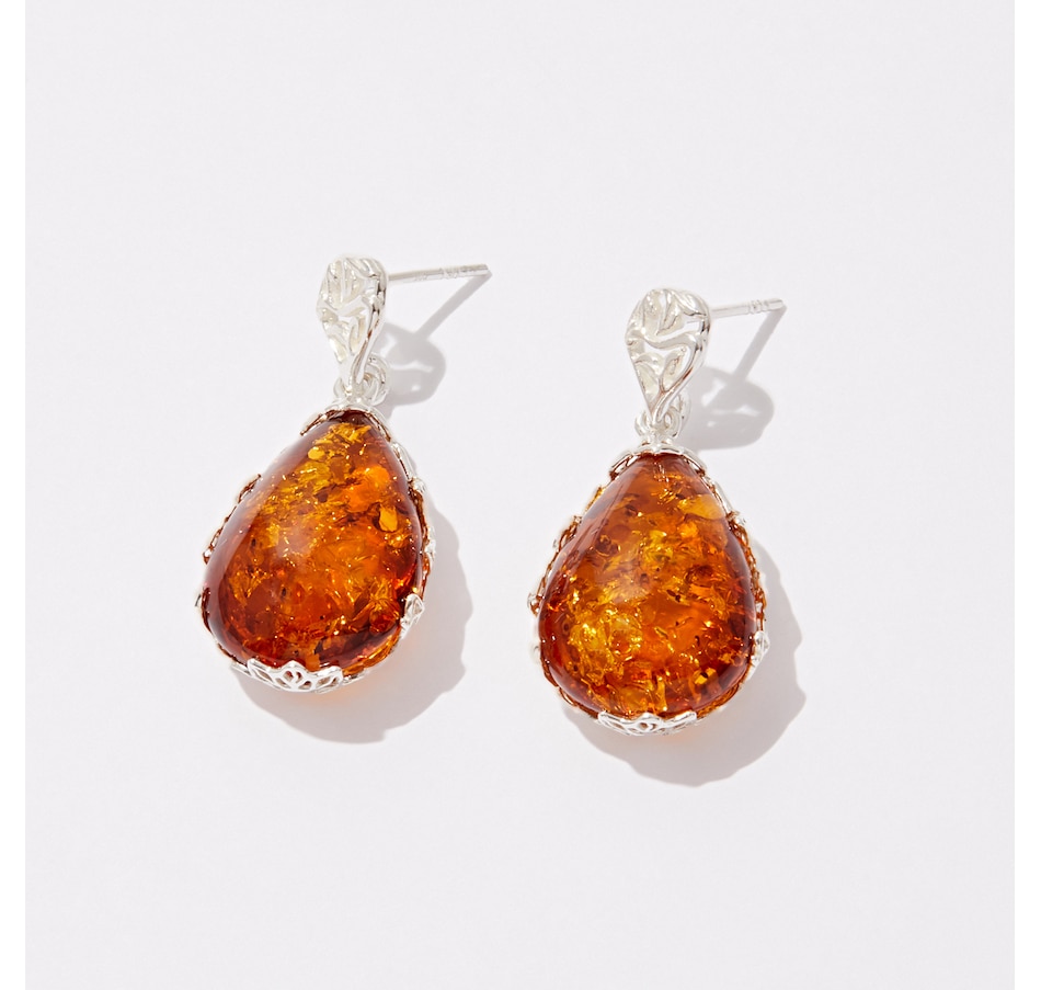 Image 233480_COGSS.jpg, Product 233-480 / Price $99.99, Amber Extraordinaire Sterling Silver Baltic Amber Drop Earrings from Amber Extraordinaire on TSC.ca's Jewellery department