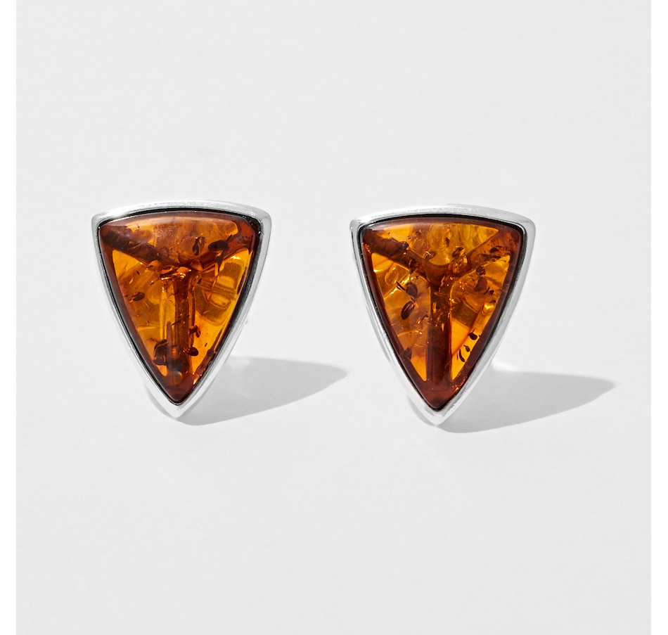 Image 233501_COG.jpg, Product 233-501 / Price $69.99, Amber Extraordinaire Sterling Silver Baltic Amber Trillion Earrings from Amber Extraordinaire on TSC.ca's Jewellery department
