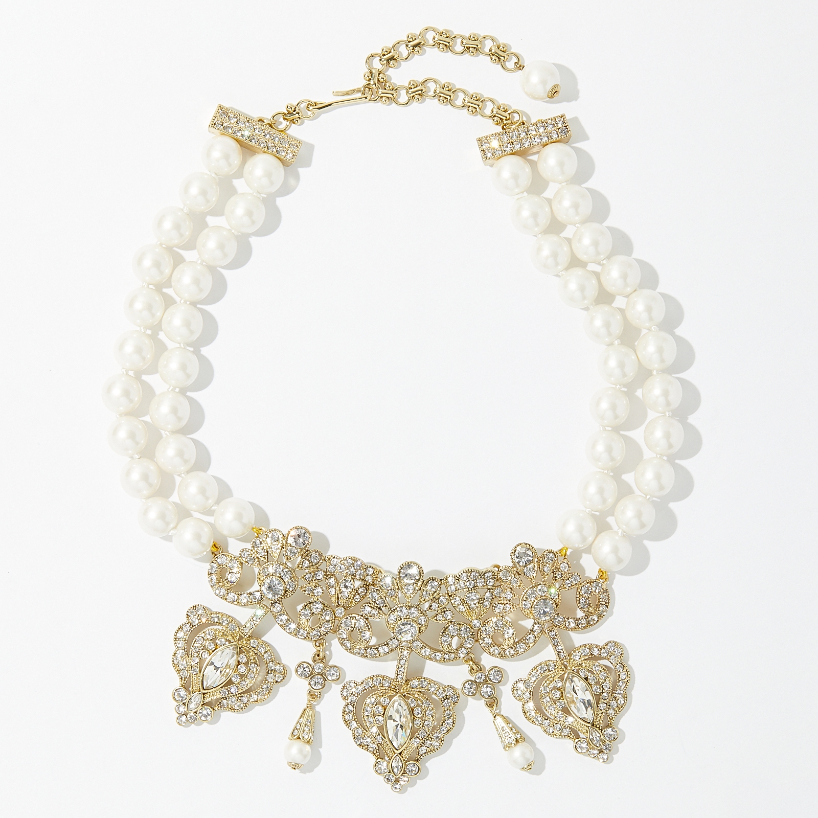 Collana Goccia Heidi Daus Delicate Rapture &ndash; Cristallo E Perle Su Ottone Bronzo &ndash; Nuova Con Etichette